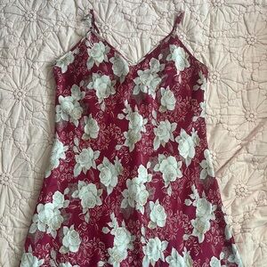 Adonna Red and White Floral Slip Dress